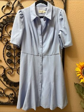 Eliza J Light Blue Button-Front Midi Dress NEW with tags